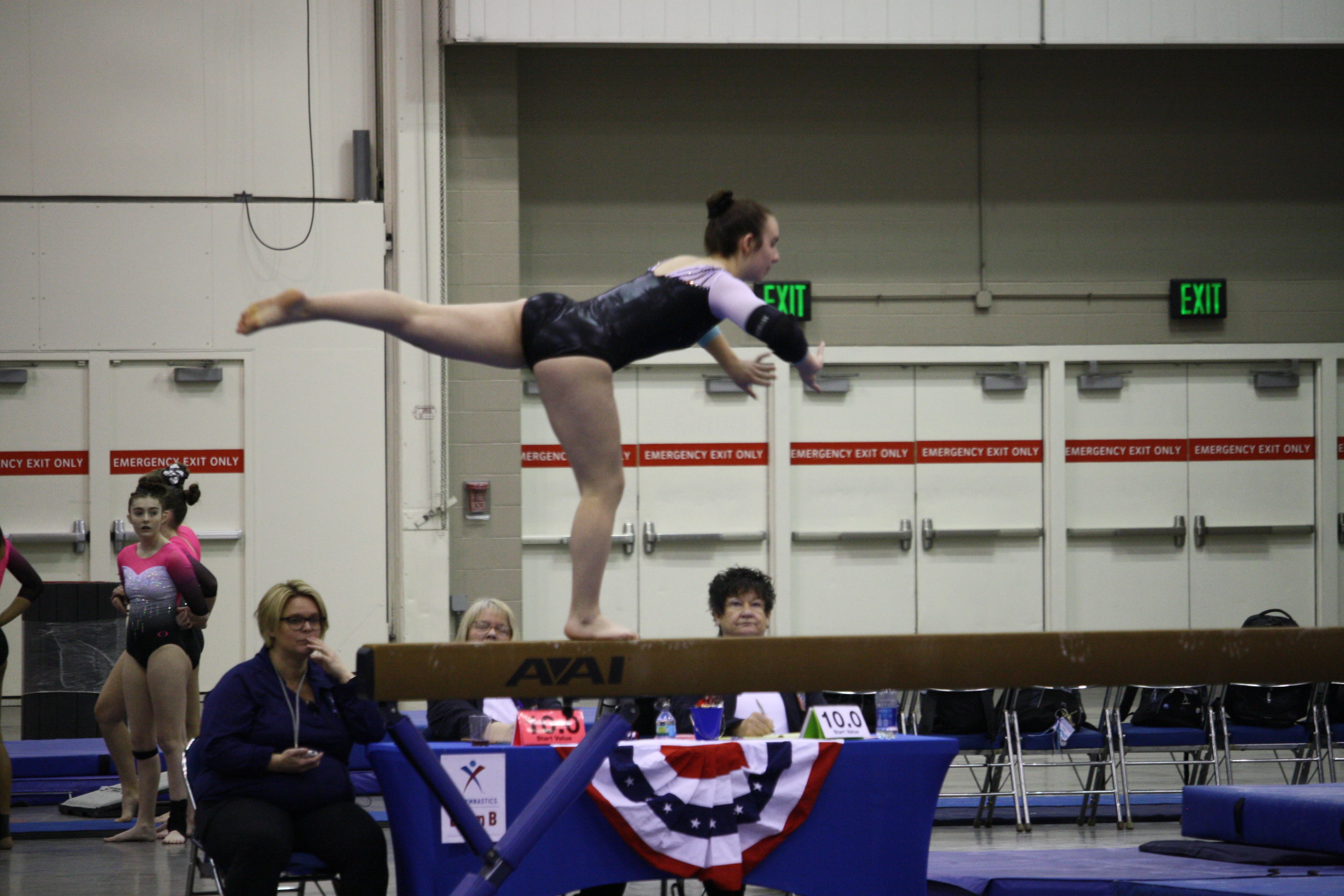 Picture of a female gymnast on the balance beam